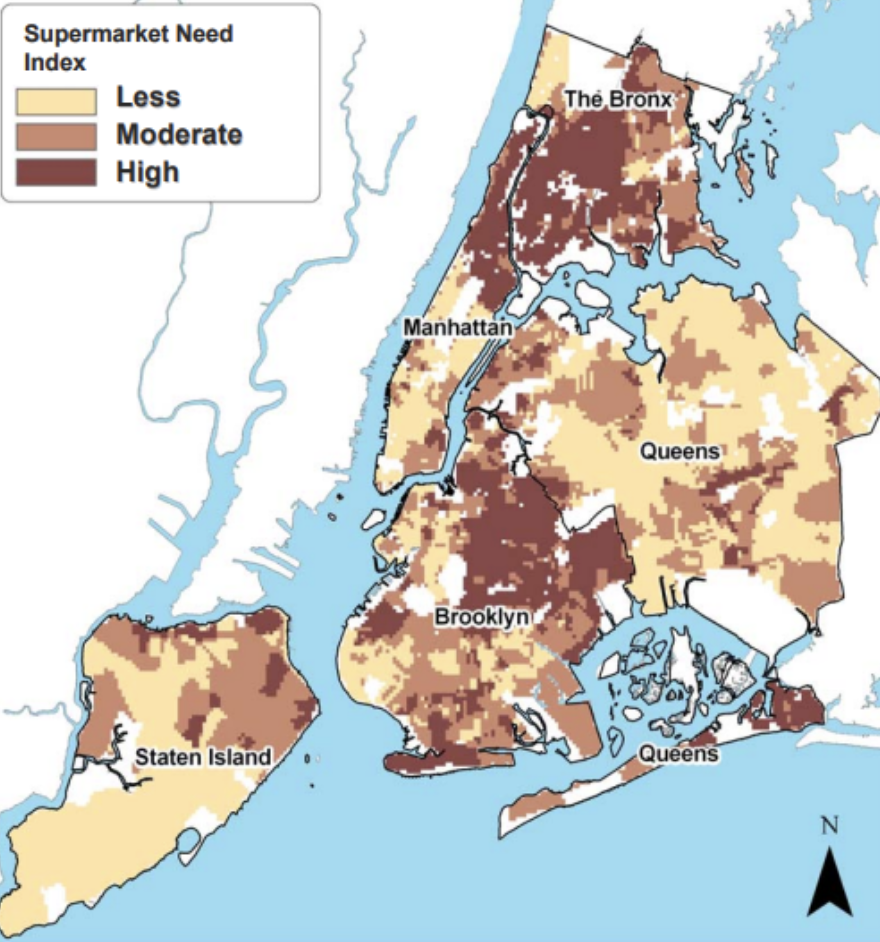 Areas with High Supermarket Need in NYC
