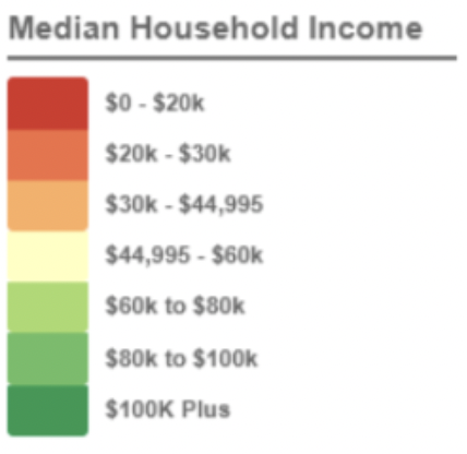 Median household income in low income areas in DC