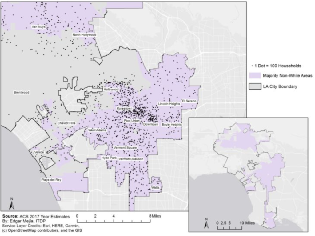 number of households without cars in LA
